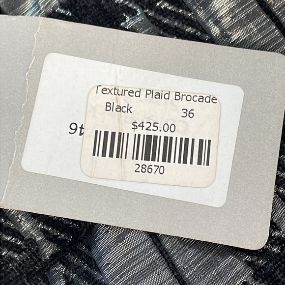 NWT Sabrina Lachapelle Textured Plaid Brocade Metallic Long Sleeve Dress Sz 36 - Picture 10 of 11